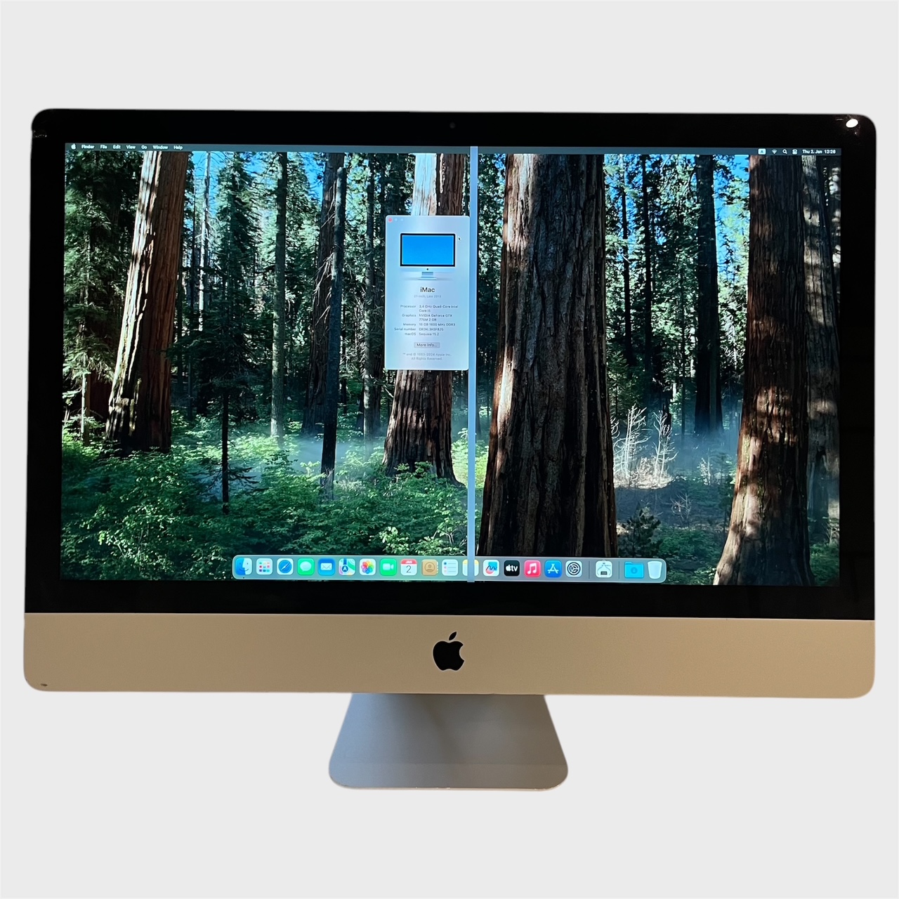 Nimetus: IMAC 27″ Operatsioonisüsteem: MacOS Sequoia 15.2 Kõvaketas: 256 GB SSD Protsessor: 3,4 GHz Quad-Core Intel Core i5 Ekraan:  27″ Mälu: 16 GB Graafika: N